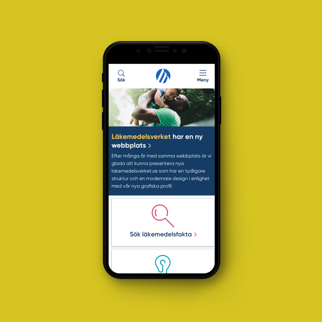 Läkemedelsverkets hemsida i mobil